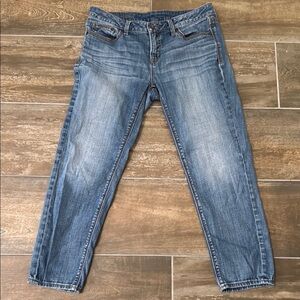 Blue Straight Leg Jeans with Natural Fading